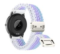 CeiBand 20mm 22mm Braided Straps, Metal Magnetic Snap Nylon Elastic Watch Strap Vertical Striped Colorful Weave Pattern Adjustable Sport Band for Traditional Watch&Smartwatch - 20mm Purple white