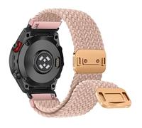 CeiBand 20mm 22mm Braided Straps, Metal Magnetic Snap Nylon Elastic Watch Strap Vertical Striped Colorful Weave Pattern Adjustable Sport Band for Traditional Watch&Smartwatch - 20mm Pink