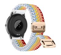 CeiBand 20mm 22mm Braided Straps, Metal Magnetic Snap Nylon Elastic Watch Strap Vertical Striped Colorful Weave Pattern Adjustable Sport Band for Traditional Watch&Smartwatch - 20mm White rainbow