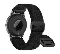CeiBand 20mm 22mm Braided Straps, Metal Magnetic Snap Nylon Elastic Watch Strap Vertical Striped Colorful Weave Pattern Adjustable Sport Band for Traditional Watch&Smartwatch - 20mm Black