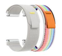 CeiBand 2Pack 22mm Nylon Strap for Amazfit Bip 6/Bip 5/GTR 4/3 Pro/3/2e/2, Nylon Sports Watch Straps Men Women, Replacement Bracelet Compatible with Amazfit Cheetah/Balance - White/Rainbow