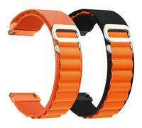 CeiBand Alpine Loop Watch Strap Compatible with 22 mm 20 mm, G-Hook Stainless Steel Metal Buckle Nylon Sports Bracelet Quick Release Replacement Strap for Men Women - 22mm Orange+Black