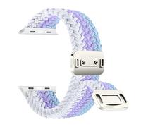 CeiBand Braided Straps for Apple Watch Series 11 42mm/38mm/40mm/41mm, Nylon Elastic Magnetic Snap Strap Men/Women Adjustable Sport Watchband for iWatch Series SE3 11 10 9 8 7 6-1 - Purple white
