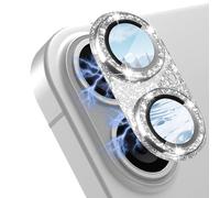 CeiBand Camera Lens Protector for iPhone 16/16 Plus, [Scratch-Resistant] HD Tempered Glass Camera Screen Protector Glitter Lens Screen Protector for iPhone 16 Plus/16 - Silver