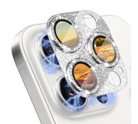 CeiBand Camera Lens Protector for iPhone 16 Pro/iPhone 16 Pro Max, [Scratch-Resistant] HD Tempered Glass Camera Screen Protector Glitter Lens Screen Protector for iPhone 16 Pro Max/16 Pro - Silver