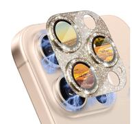 CeiBand Camera Lens Protector for iPhone 16 Pro/iPhone 16 Pro Max, [Scratch-Resistant] HD Tempered Glass Camera Screen Protector Glitter Lens Screen Protector for iPhone 16 Pro Max/16 Pro - Gold