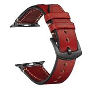 CeiBand Leather Strap for Apple Watch 38 mm/40 mm/41 mm/Series 11 42mm, Soft and Comfortable Real Leather Bracelet Replacement Watch Band for iWatch SE Ultra Series 11 10 9 8 7 6-1 SE3 - red