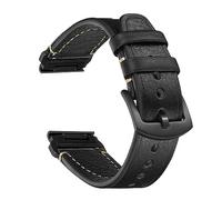 CeiBand Leather Strap for Garmin QuickFit 26 mm 22 mm, Soft and Comfortable Leather Bracelet, Replacement Watch Band for Women and Men - 26mm Black