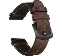 CeiBand Leather Strap for Garmin QuickFit 26 mm 22 mm, Soft and Comfortable Leather Bracelet, Replacement Watch Band for Women and Men - Coffee colour