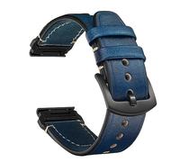 CeiBand Leather Strap for Garmin QuickFit 26 mm 22 mm, Soft and Comfortable Leather Bracelet, Replacement Watch Band for Women and Men - Blue