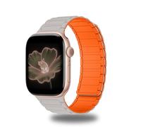 CeiBand Magnetic Straps Compatible with Apple Watch 49mm 46mm 45mm 44mm 42mm, Silicone Sport Bracelet, Remplacement Wristband for iWatch Series 11 10 9 8 7 6-1 Ultra3 SE3 - White Orange