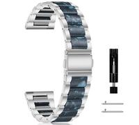 CeiBand Metal Strap Compatible with 22mm 20mm, Metal Resin Wristband for Women Men, Quick Release Watch Strap, Replacement Watch Band with Deployment Buckle for 22mm 20mm - (22mm Silver&Blue)