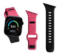 CeiBand Silicone Sport Straps for Apple Watch 42mm/40mm/41mm/38mm | Soft Strap Wristband Adjustable Band Bracelets for iWatch Series 12 11 10 (42mm) 9 8 7 6-1 SE3 - Black + Rose Red