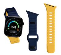 CeiBand Silicone Sport Straps for Apple Watch 44mm/46mm/49mm/45mm/42mm | Soft Strap Wristband Adjustable Band Bracelets for iWatch Series 12 11 10 (46mm) 9 8 7 6-1 SE3 Ultra4/3/2 - Blue+Yellow