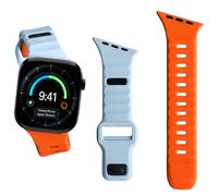 CeiBand Silicone Sport Straps for Apple Watch 44mm/46mm/49mm/45mm/42mm | Soft Strap Wristband Adjustable Band Bracelets for iWatch Series 12 11 10 (46mm) 9 8 7 6-1 SE3 Ultra4/3/2 - Blue+Orange