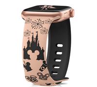 CeiBand Silicone Watch Straps for Apple Watch Series 11 46mm/49/45/44/42, Women's Cute Anime Cartoon Engraving Watch Band Bracelets for iWatch Ultra3/Series 11 10 9 8 7 6-1 SE3 - Brown & Black
