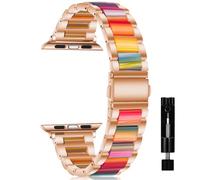 CeiBand Strap Compatible with Apple Watch 42mm/44mm/45mm/46mm/49mm, Metal Resin iWatch Wristband Bracelet Replacement for iWatch Ultra3/Series 11 10 9 8 7 6-1 SE3 - Rainbow