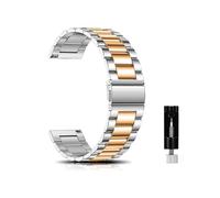 CeiBand Watch Strap Compatible with 20MM, 18 mm, 22 mm Lug Width, Stainless Steel Replacement Watch Band, Metal Adjustable Wristband, Quick Release Watch Bracelet for Women and Men - Silver/Rose Gold