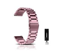 CeiBand Watch Strap Compatible with 20MM, 18 mm, 22 mm Lug Width, Stainless Steel Replacement Watch Band, Metal Adjustable Wristband, Quick Release Watch Bracelet for Women and Men - Pink