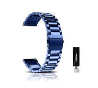 CeiBand Watch Strap Compatible with 22 mm, 18 mm, 20MM Lug Width, Stainless Steel Replacement Watch Band, Metal Adjustable Wristband, Quick Release Watch Bracelet for Women and Men - Blue