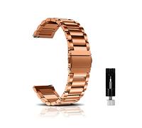 CeiBand Watch Strap Compatible with 22 mm, 18 mm, 20MM Lug Width, Stainless Steel Replacement Watch Band, Metal Adjustable Wristband, Quick Release Watch Bracelet for Women and Men - Rose Gold