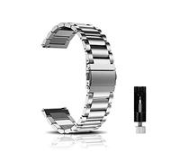CeiBand Watch Strap Compatible with 22 mm, 18 mm, 20MM Lug Width, Stainless Steel Replacement Watch Band, Metal Adjustable Wristband, Quick Release Watch Bracelet for Women and Men - Silver