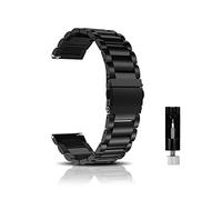 CeiBand Watch Strap Compatible with 22 mm, 18 mm, 20MM Lug Width, Stainless Steel Replacement Watch Band, Metal Adjustable Wristband, Quick Release Watch Bracelet for Women and Men - Black