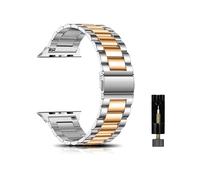 CeiBand Watch Strap Compatible with Apple 38 mm/40 mm/41 mm/42 mm(Series 11), Metal Adjustable Band, Watch Bracelet for iWatch Series 11 10 9 8 7 6-1 SE3 - Silver/Rose Gold