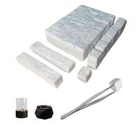 CEIEVER 96pcs Ceramic Wool Wick Cubes for Bioethanol Fire Pit, 2x2x2cm Polypropylene Tabletop Fireplace Insulation with Tweezers, Reusable Fireproof Cotton for Bio Ethanol Fire