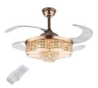 Ceilifans, Fan Lights, 42 inch Retractable Crystal Ceilifan with Light Led Ceilifan for Bedroom Liviroom Kitchen 3 Speed 3 Color Change Lightisilent Motord/D/a