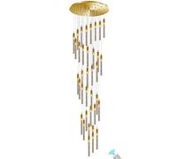 ceiling 12.5ft Long Crystal Bubble Gold Bowl Chandelier Dimmable LED Entryway Fixture High Ceilings Elegant Lighting for Home Decor 6000K Warm to Cool Light