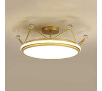 ceiling 3 Color Mode Nordic chandelier, 34W LED Gold Metal Hanging Lamp Creative Crown Shape for Kitchen Island Bar Cafe Dining Room Table Living Room Office [Energy Class A++]