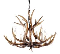 ceiling Antlers 6 Light, Deer Chandelier Fixtures, Rustic Farmhouse Horn Antler Lighting for Living Bedroom Dining Room Kitchen