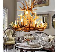 ceiling Brown Antler Luxury Lig Chandelier 8 Ligs E12, American Retro Resin Deer Horn Lamps for Dining Rooms Clothin
