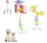 Ceiling Cat Teaser, Ceiling Cat Teaser, Smart Auto Bounce with Self Adhesive Suction Cup Door Ceiling Hanging Interactive Toys for Indoor,Pink