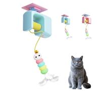 Ceiling Cat Teaser,Self Adhesive Pet Cat Toys,Automatic Bouncing, Interactive Electric Pussy Toy with Self Adhesive Suction Cup Indoor Door Frame Hanging (Blue)