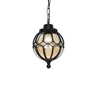 ceiling Ceiling Lamp, Outdoor Pendant Lights, Farmhouse Outside Chandelier Porch Fixture Black Metal with Clear Glass Globe in Aluminum Cage Frame, Exterior Lantern for Gazebo, Entryway, Patio