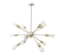 ceiling Chandelier 10 Brushed Brass Mid Century Pendant Lighting Gold Industrial Vintage Flush Mount Sputnik Ceiling Light Fixture