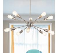 ceiling Chandelier 10 Brushed Brass Mid Century Pendant Lighting Gold Industrial Vintage Flush Mount Sputnik Ceiling Light Fixture