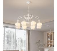 ceiling Chandelier Fixture, Light Fixtures With Plastic Shade, French Lily Of The Valley Hanging Metal Iron Pendant Lamp For Dining & Living Room Bedroom, Dimming