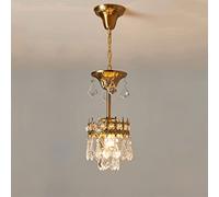 Ceiling Chandelier Lamp, European Style Copper Crystal Ceiling Hanging Lamp Luxury French Crown Small Living Room Bedroom Bedside Pendant Light Novel Decorated Chandelier Interesting Life