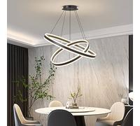 Ceiling Chandelier Light, Acrylic Anti-Flicker Black Pendant Light Fixtures with Remote Control Dimmable 3 Color Mode & Brightness Island Lights for Kitchen Dining Room