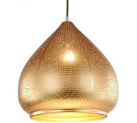 ceiling Chandelier Moroccan Turkish Vintage Industrial Hanging Lamp Porous Arabic Ceiling Light Fixture Pendant Lighting for Kitchen Island Restaurant Hallway Foyer, Gold