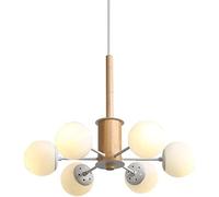 ceiling Chandelier Nordic Style Magic Beans Chandelier Romantic Elegant Wood Art Pendant Light Mid-Century Glass Globe Hanging Lamp Ceiling Lighting Fixture for Bedroom Living Room Kitchen Island (Col