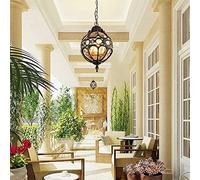 ceiling Chandelier Vintage Glass Pendant Light Outdoor Waterproof Hanging Aluminum Exterior Suspension Lantern Lamp for Farmhouse Garden Porch Aisle Pavilion Terrace Droplight