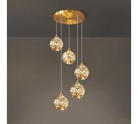 ceiling Chandeliers, All-Copper Pendant Light丨Chandelier Lighting Compatible with Dining Room丨3lights Ceiling Light Fixture丨Modern Disc 5lights Hanging Lighting丨Bedroom Bedside LED Dimmable