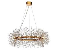 Ceiling Chaners, Modern Firework Crystal Chaner Glam Round Pendant Light Fixture for Dining Room or Living Room with LED Bulb