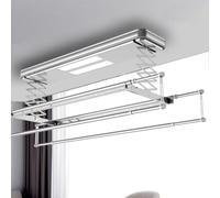 Ceiling Clothes Drying Rack, Electrical Lift Clothes Airer, Ceiling Clothesline, 20-130Cm Lifting Height, with Remote Control + LED Lighting + Electric Lift,A