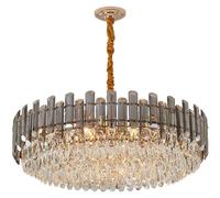 ceiling Contemporary Crystal Nordic Schoolhouse Chandelier with Black Smoke Gray Finish Dimmable 6 Ceiling Light Fixture for Foyer Living Bedroom Dining Room Kitchen Pendant Lamp fo
