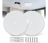 Ceiling Cover Plate,5 Inch Metal Blank Wall Plate Fits 3-1/4" to 4" Round/Octagon Electrical Box Holes,Smoke Detector Cover Plate With Center Screws, Hole Spacing 1.75" to 3.5" (White-2 Pcs)